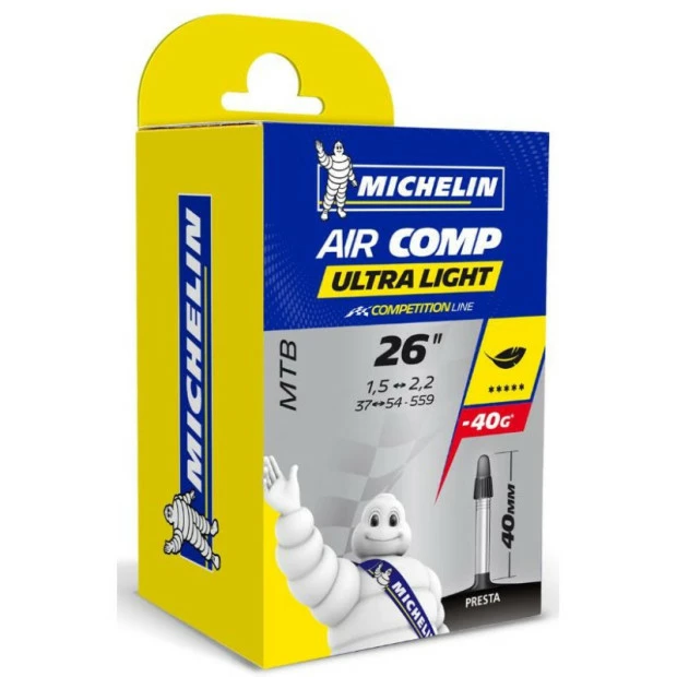 Chambre à Air Michelin AIRCOMP C4 Ultralight - 26x1.60/2.10 Presta 1 Chambre à Air Michelin AIRCOMP C4 Ultralight - 26x1.60/2.10 Presta
