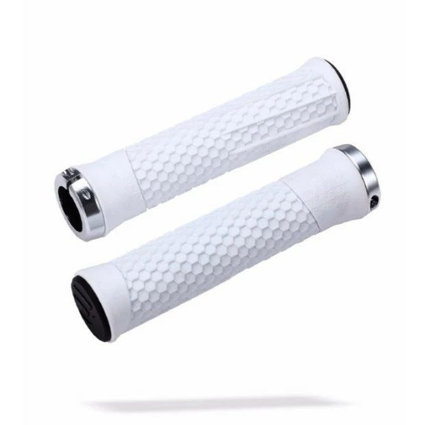 Poignées VTT BBB Python 142mm - Blanc/Argent 1 Poignées VTT BBB Python 142mm - Blanc/Argent